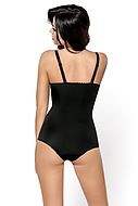 Body with real bra cups, microfiber, embroidery, plain back, elegant design